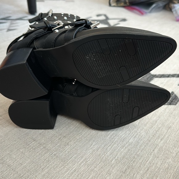 Studded Black Ankle Boots - Picture 7 of 9